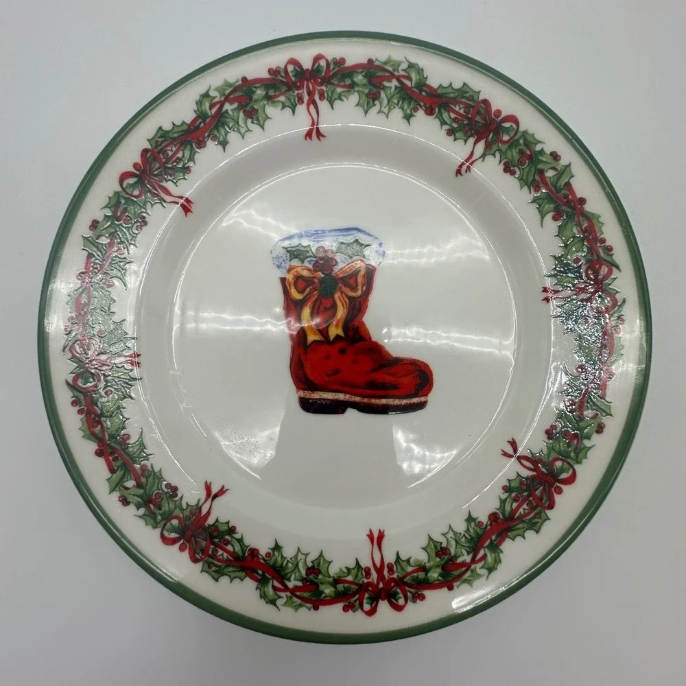 Christopher Radko Traditions Holiday Celebrations Salad Plates Set of 4 Ceramic